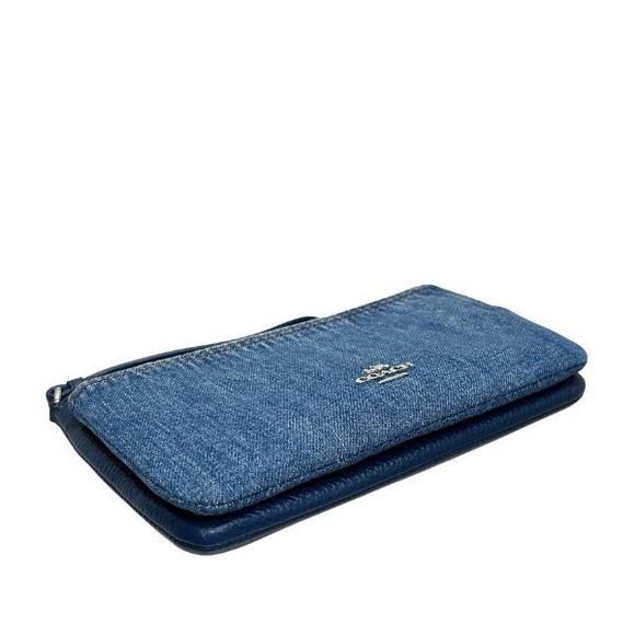 Coach Double Zip Wallet -  Denim/Silver/Indigo - Picture 4 of 11